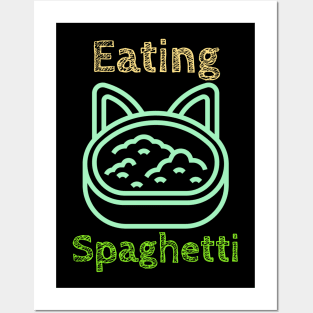 Cat eating spaghetti, Cute Cat, Foodie Gift, Funny Saying Posters and Art